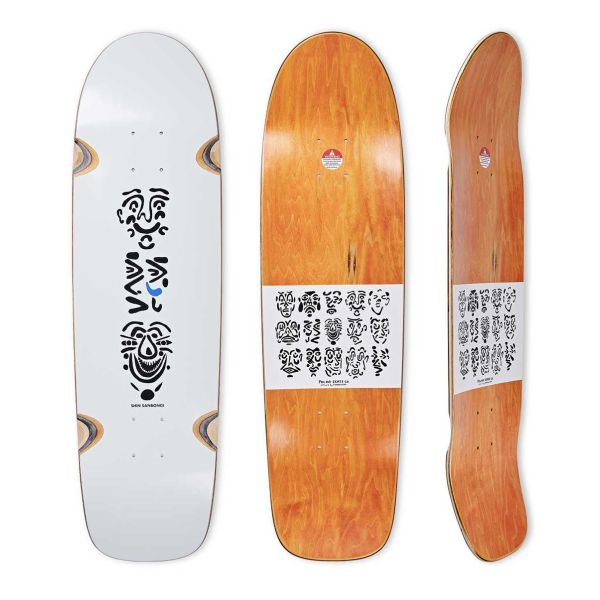 Polar. Shin Sanbongi Faces Surf Jr. Shape Pro Deck 8.5 Wheel Wells. White