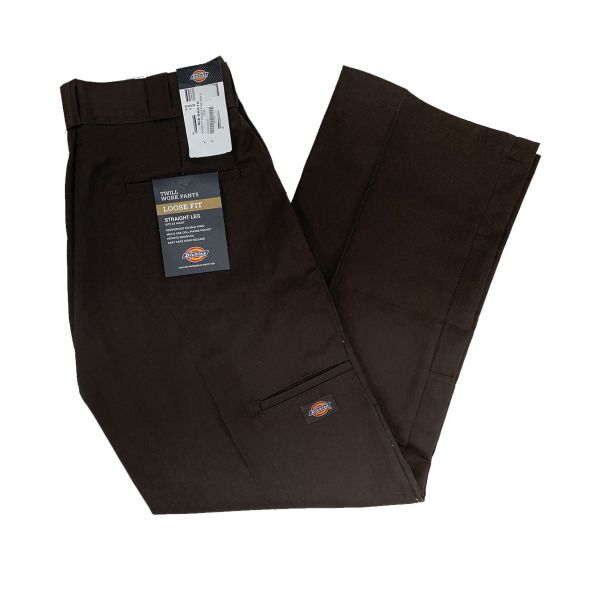 Dickies. Loose Fit Double Knee Twill Work Pants. Dark Brown.