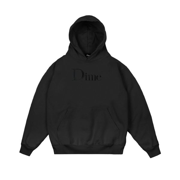 Dime. Classic Logo Embroidered Hoodie. Black.