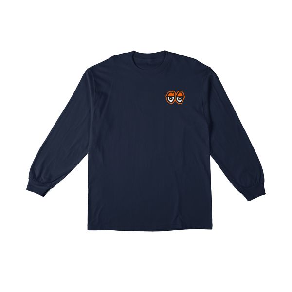 Krooked. Straight Eyes Longsleeve T Shirt. Navy/Orange.