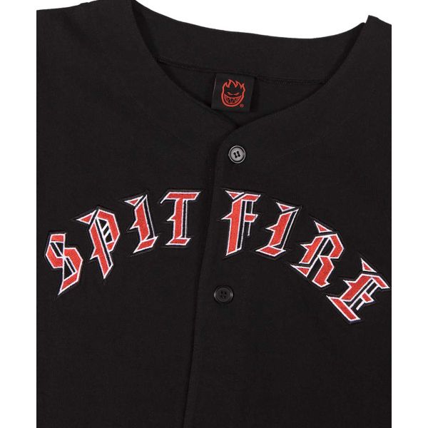 トップス SPITFIRE BUTTON FRONT JERSEY Spitfire. Old E Button Front Jersey. Black.