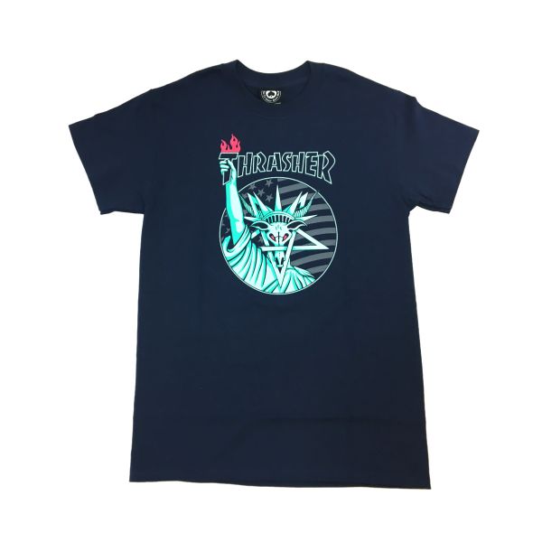 Thrasher. Liberty Goat T Shirt. Navy