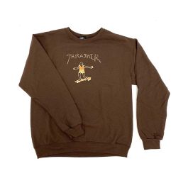 Thrasher. Gonz Logo Crewneck. Brown.