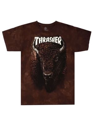 ★Thrasher Trademark Mens Tee 関税込★ THRASHER SKATEBOARD MAGAZINE Black Tie Dye T Shirt Short