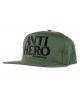 Anti Hero. Black Hero Embroidered Snapback Hat. Dark Green.