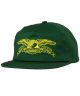 Anti-Hero. Basic Eagle Snapback Hat. Green/ Yellow.