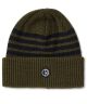 Polar. Stripe Merino Beanie. Army Green.