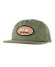 Real. Oval Patch Snapback Hat. Olive/ Orange.