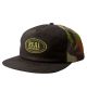 Real. Oval Snap Trucker. Black/ Camo.